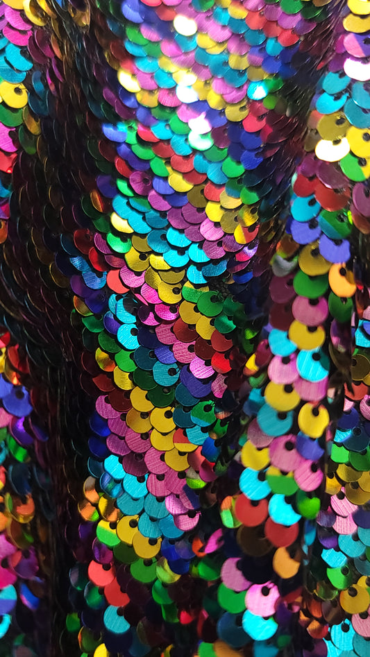 Rainbow to Gold Reversible Sequins Mesh